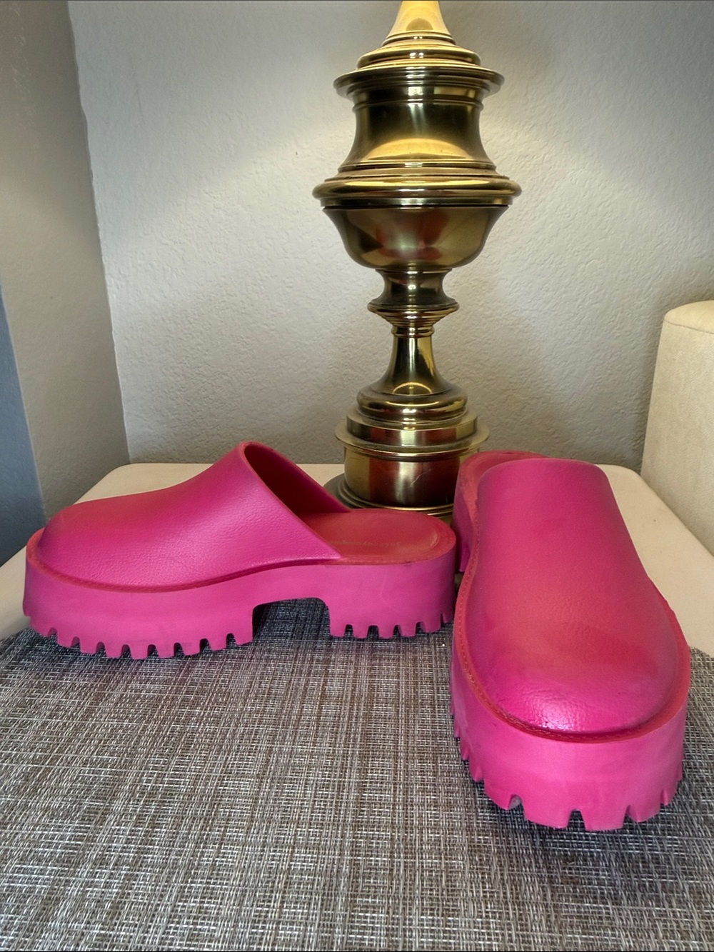 Jeffrey Campbell Hot Pink Platform Clog Slides